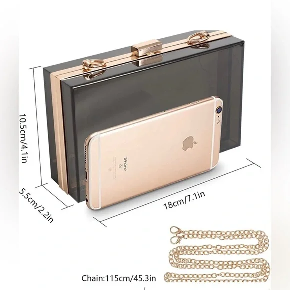 Clear lucite crossbody chain bag/clutch - Picture 3 of 7